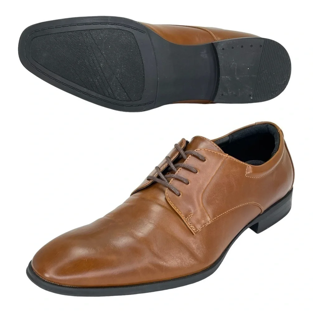 Alfani Andrew Tan Faux Leather Mens Oxfords Size 11.5M